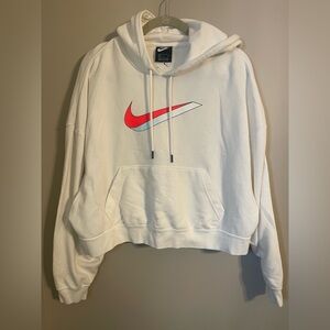 Nike Women's White Hoodie with Red Logo